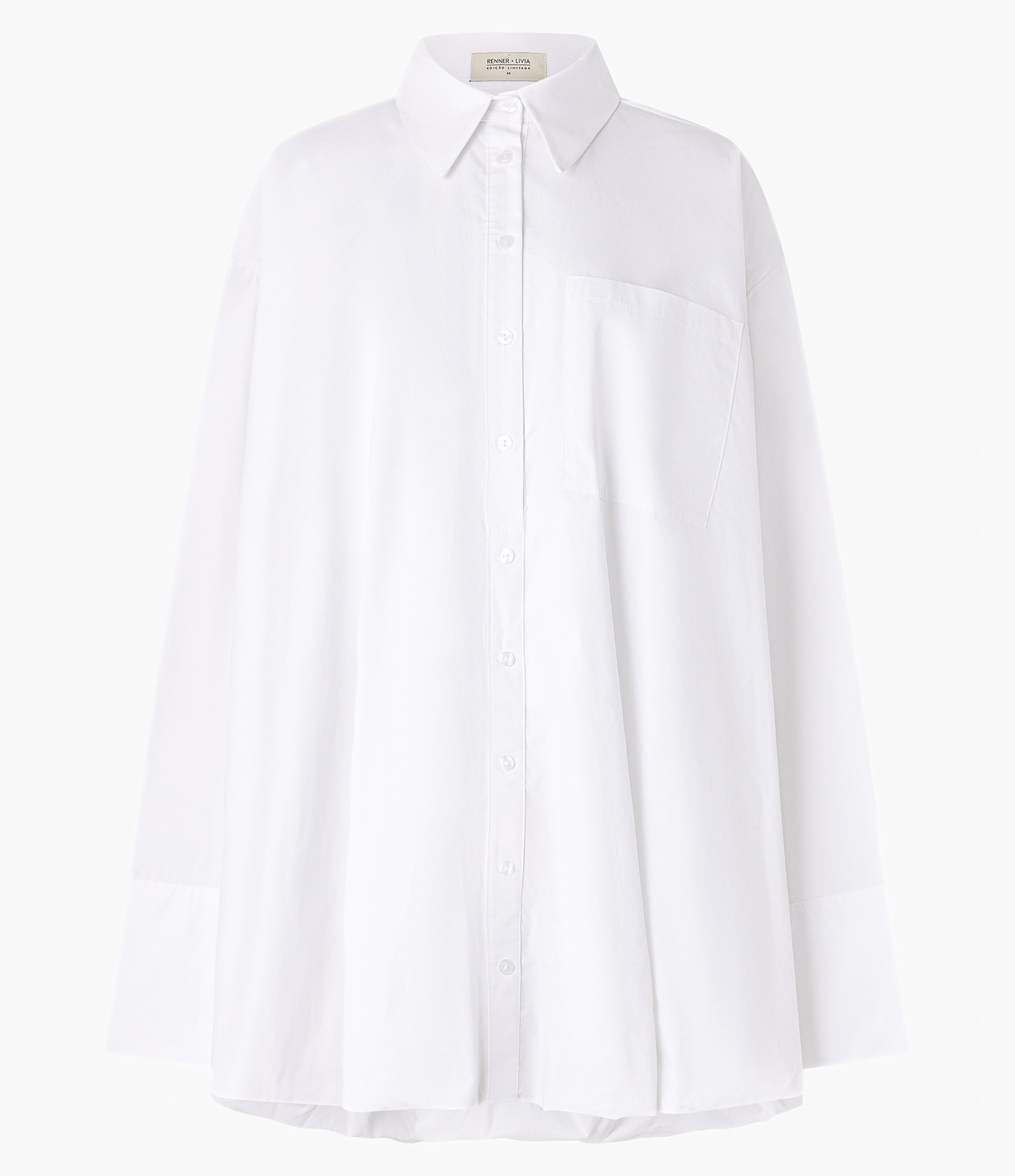 Vestido Chemise Maxi Oversized em Tricoline com Abotoamento Branco 11