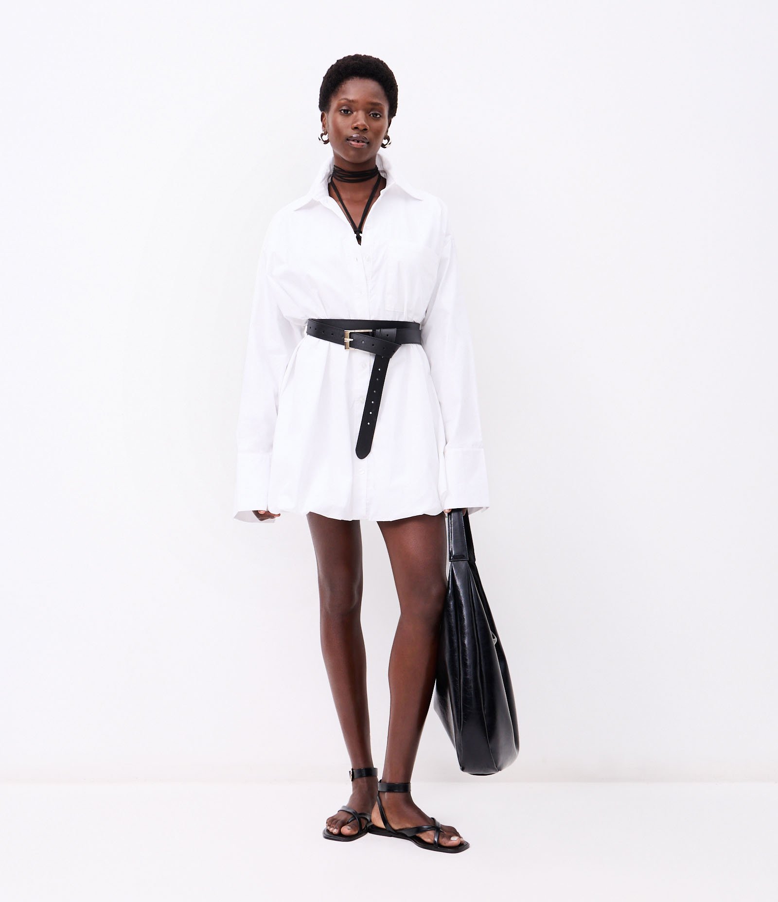 Vestido Chemise Maxi Oversized em Tricoline com Abotoamento Branco 5