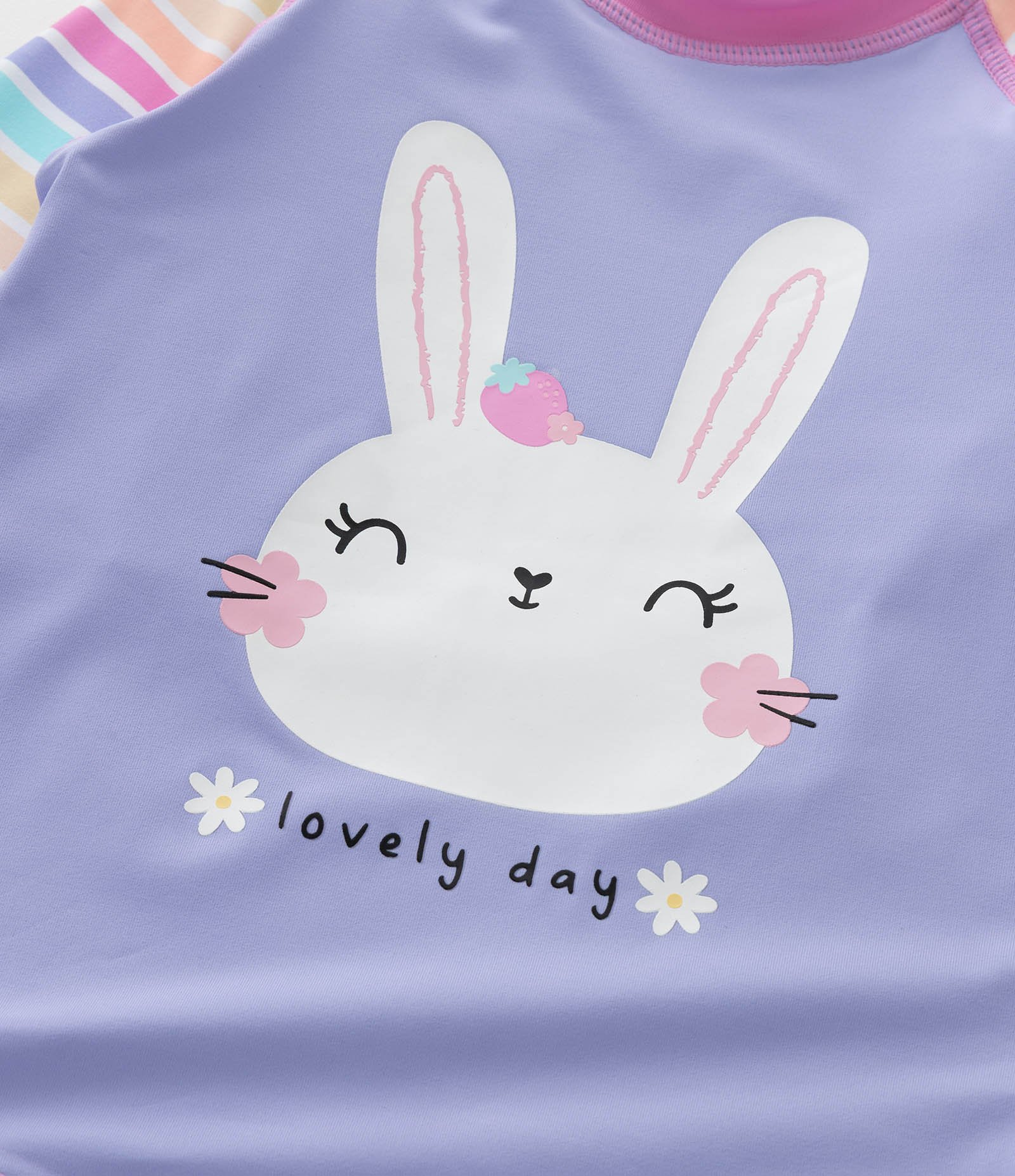 Conjunto Infantil Blusa UV com Calcinha e Chapéu Estampa Coelho – Tam 6 a 4 Anos Lilás 10