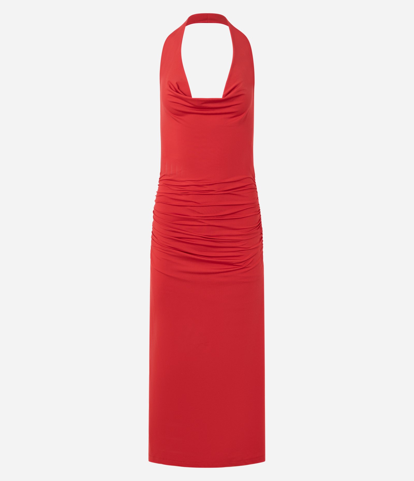 Vestido Frente Única Longo em Microfibra com Decote Degagê Vermelho 6