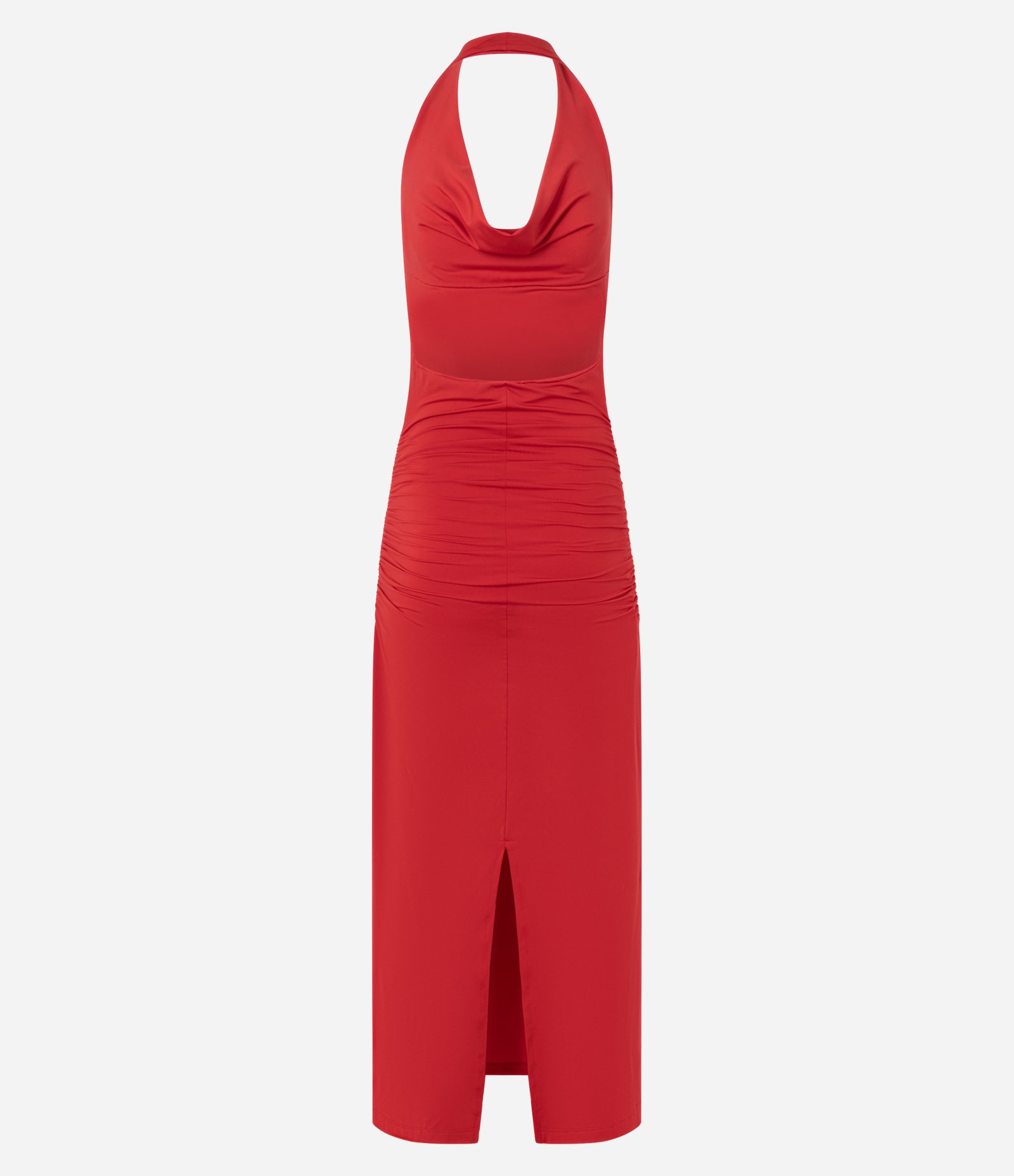 Vestido Frente Única Longo em Microfibra com Decote Degagê Vermelho 7