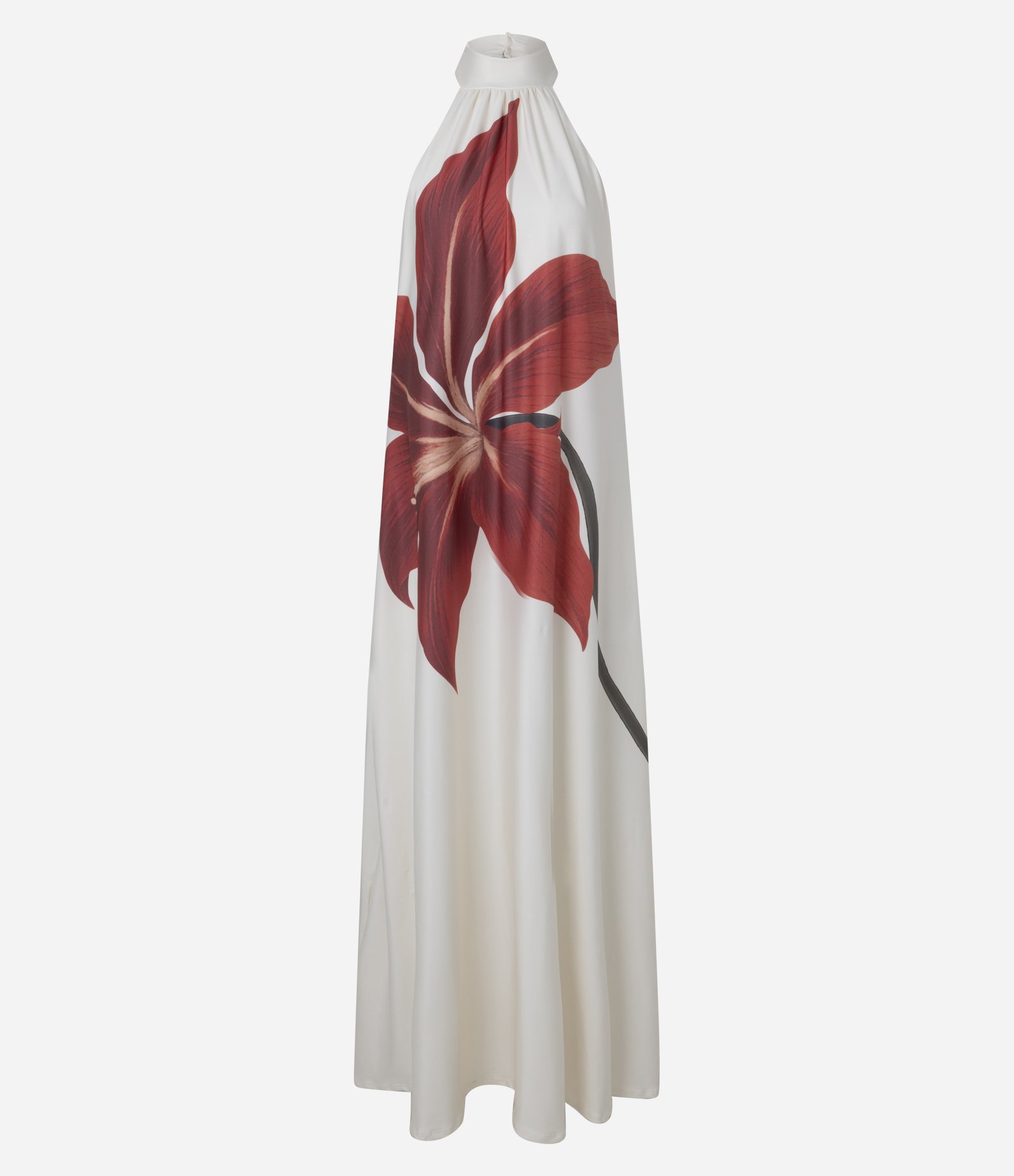 Vestido Ajustado em Microfibra com Estampa Floral Off White 5