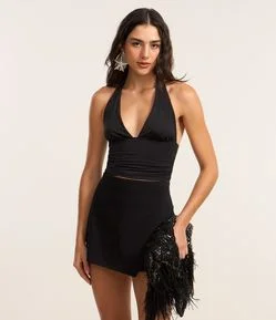 Blusa Frente Única com Franzidos Laterais