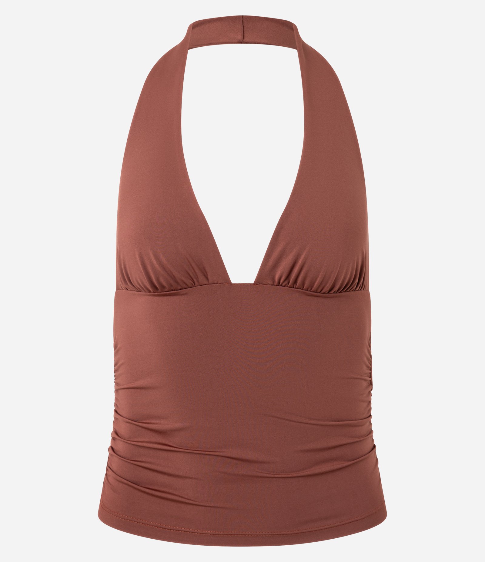 Blusa Frente Única com Franzidos Laterais Marrom 5