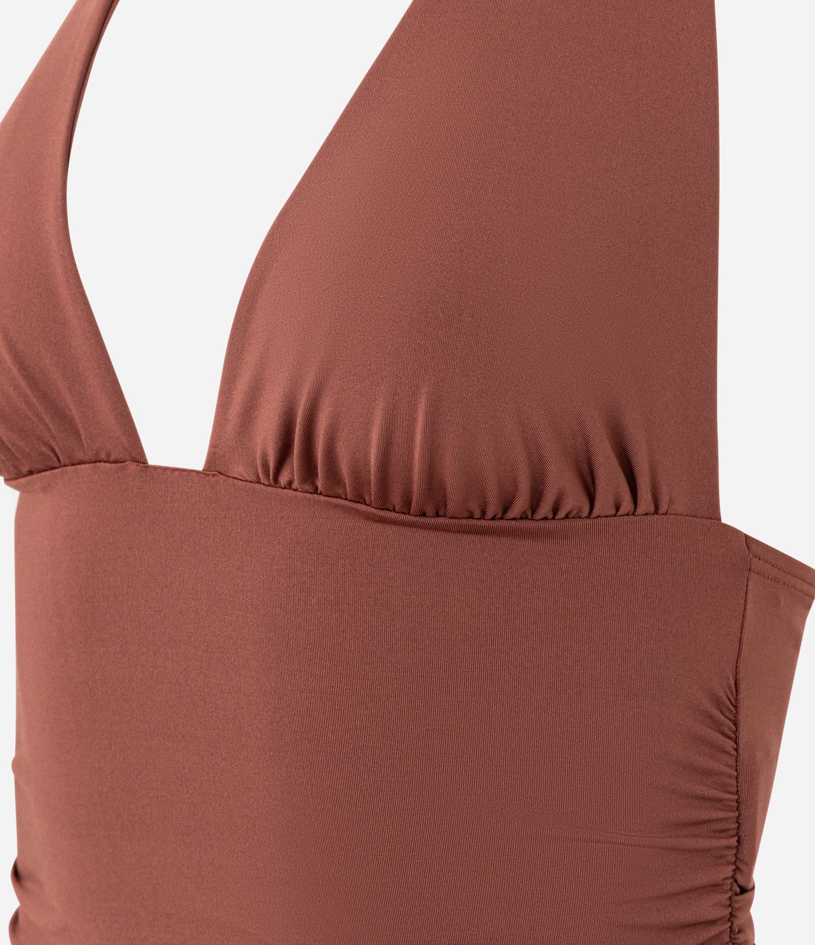 Blusa Frente Única com Franzidos Laterais Marrom 6