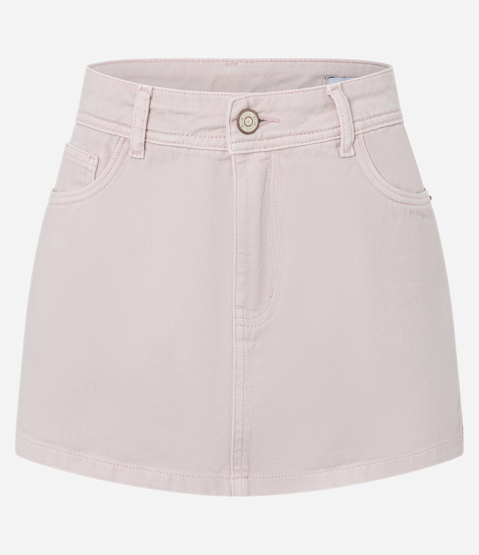 Short Saia Curto em Sarja com Passantes e Bolsos Rosa 1