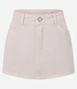 Short Saia Curto em Sarja com Passantes e Bolsos