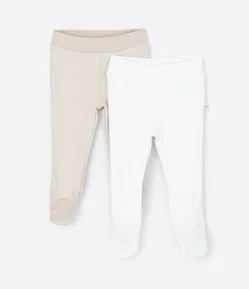 Kit 02 Calças Infantis com Pézinho em Suedine – Tam RN a 12 Meses