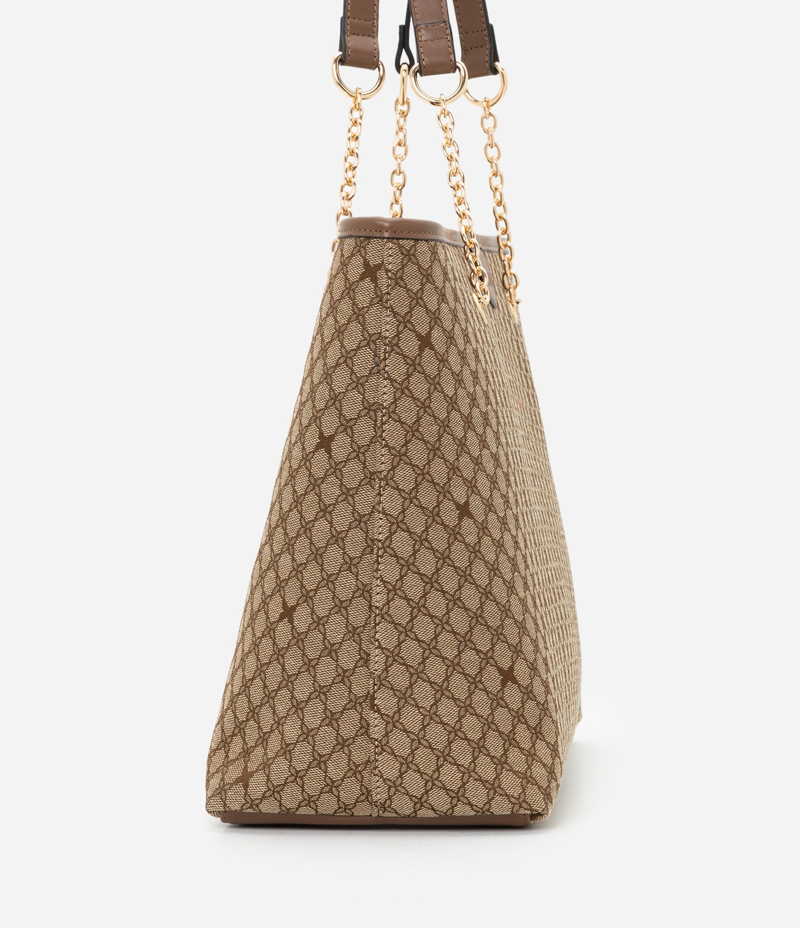 Bolsa Shopper Grande com Estampa Geométrica Bege 2