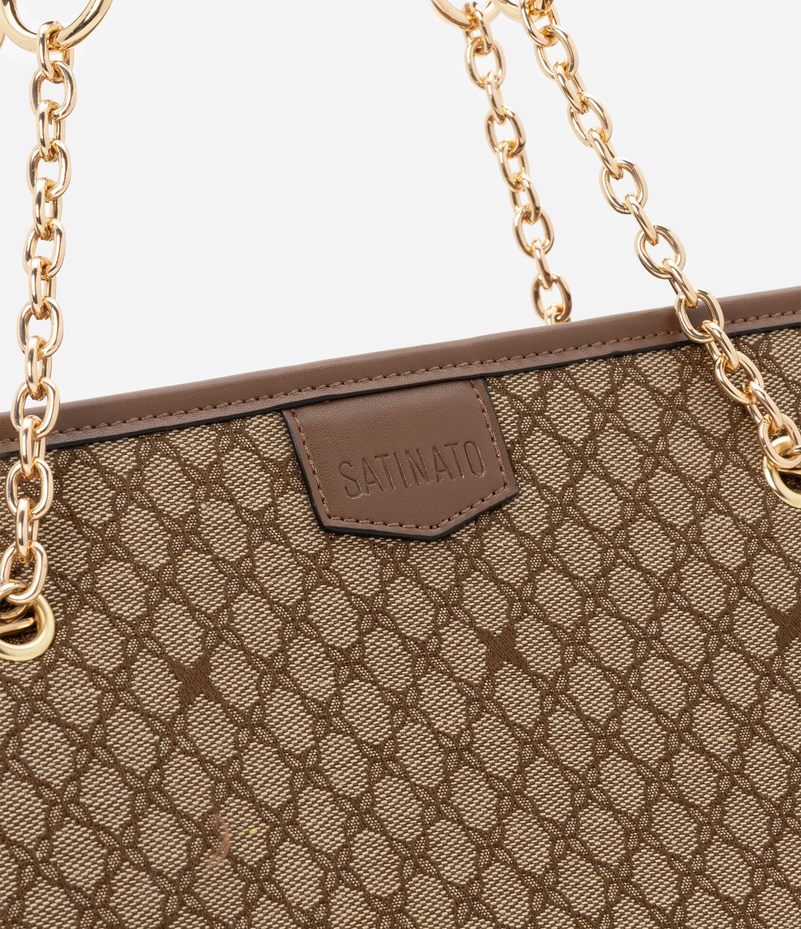 Bolsa Shopper Grande com Estampa Geométrica Bege 5