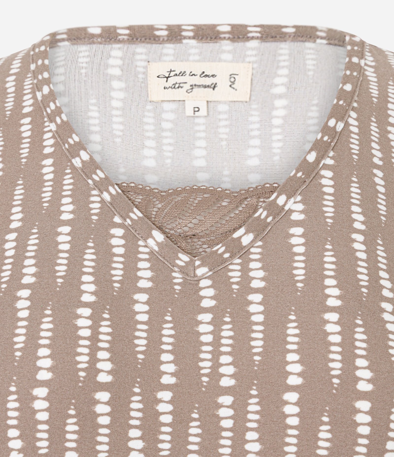 Pijama Longo Peach Touch com Rendinha na Gola Cinza 2