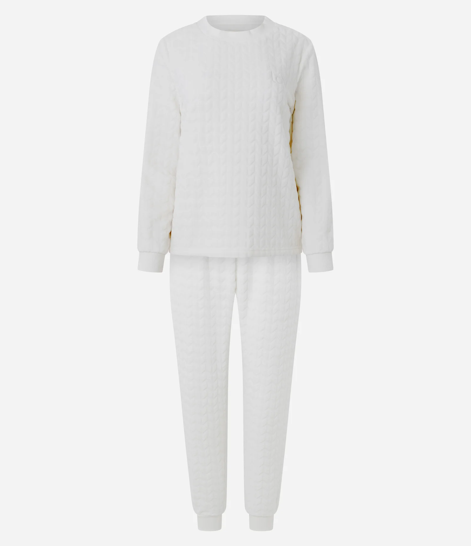 Pijama Longo em Fleece com Textura Branco 1