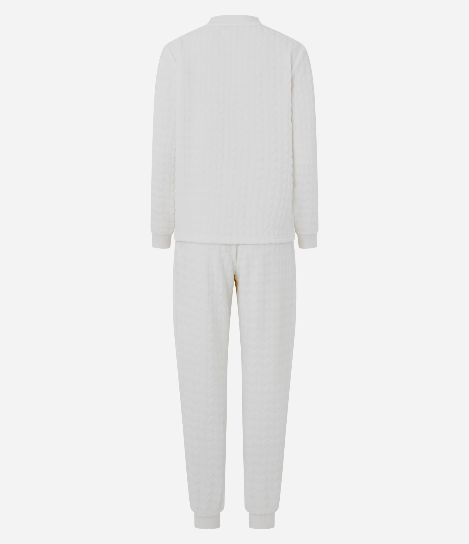Pijama Longo em Fleece com Textura Branco 3