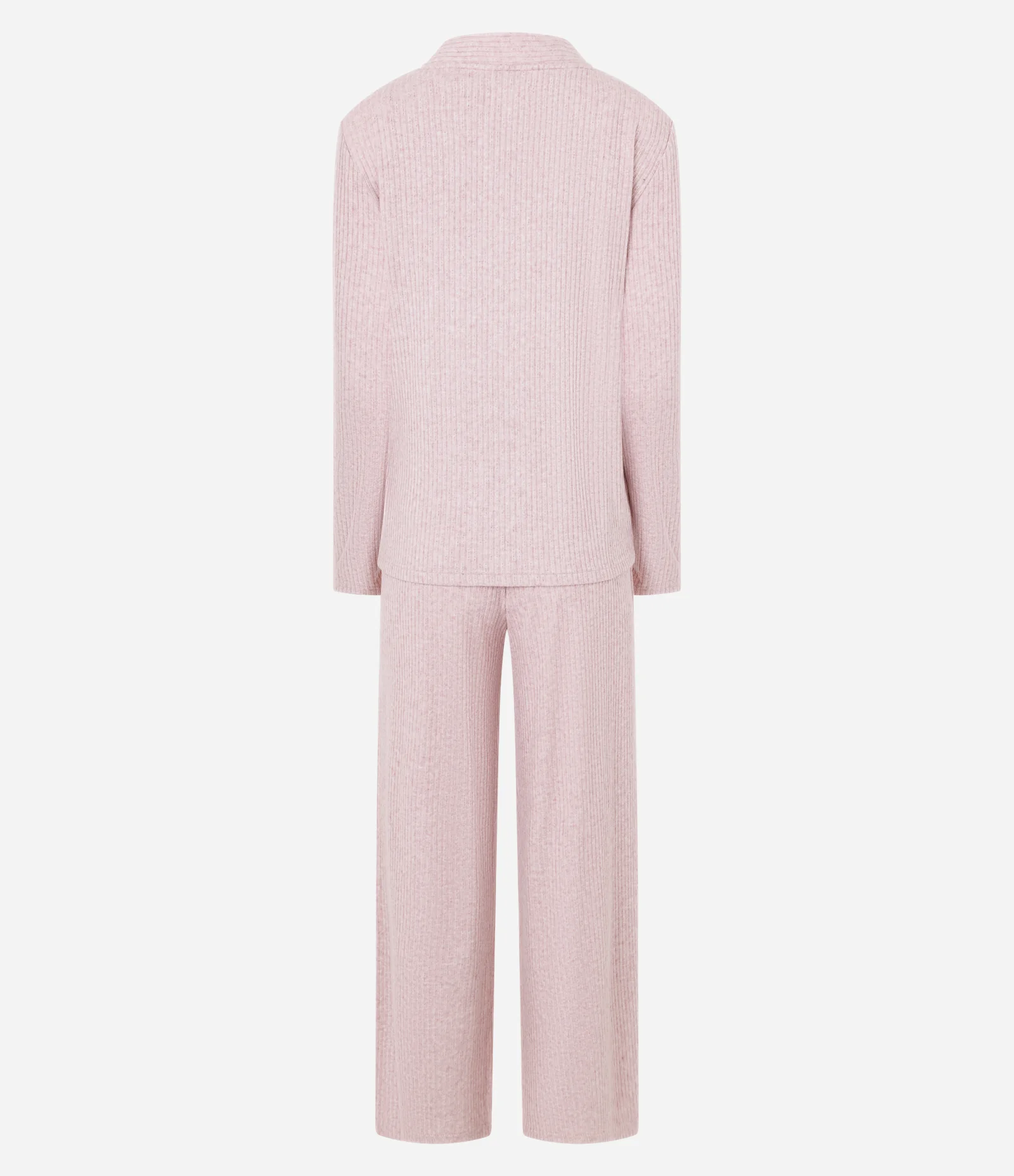 Trio de Pijama Longo em Tricô com Textura Canelada Rosa 2