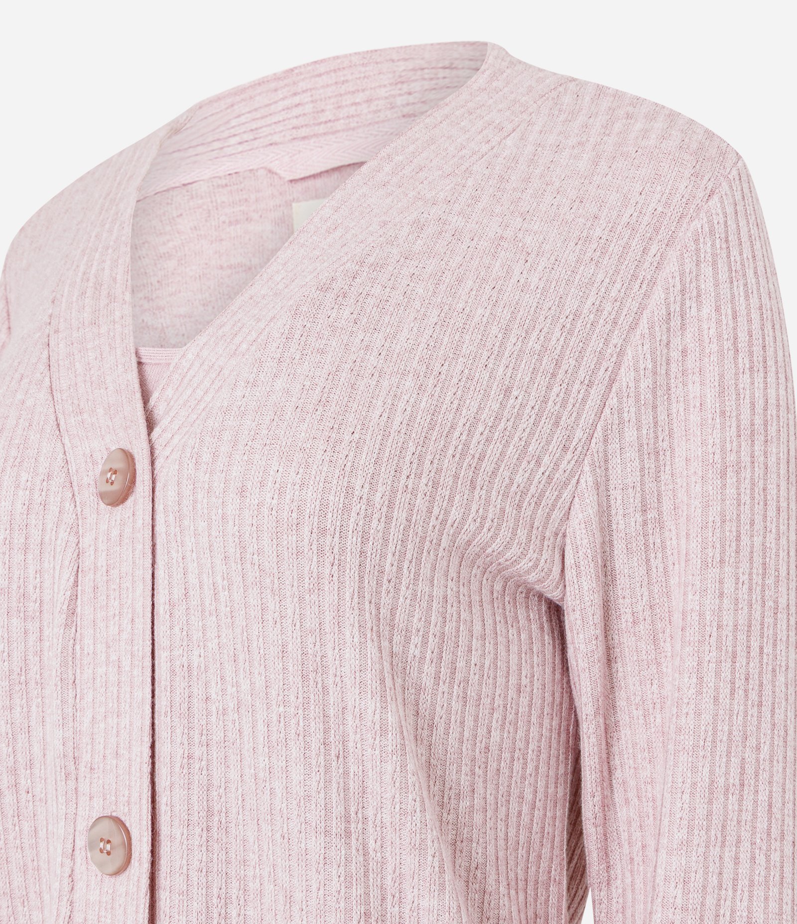 Trio de Pijama Longo em Tricô com Textura Canelada Rosa 3