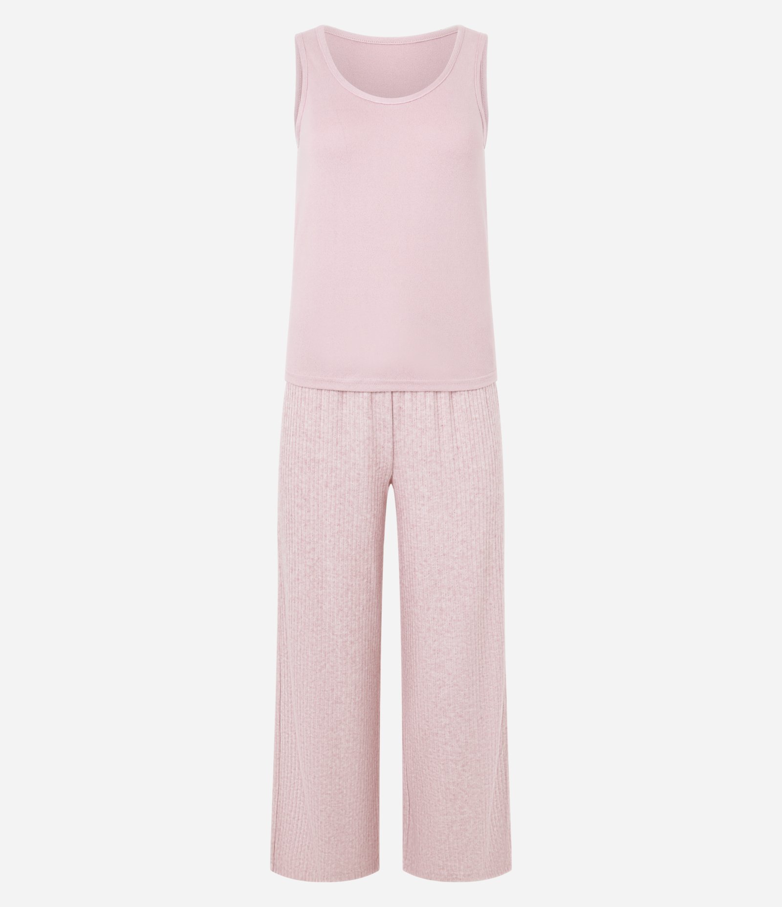 Trio de Pijama Longo em Tricô com Textura Canelada Rosa 4
