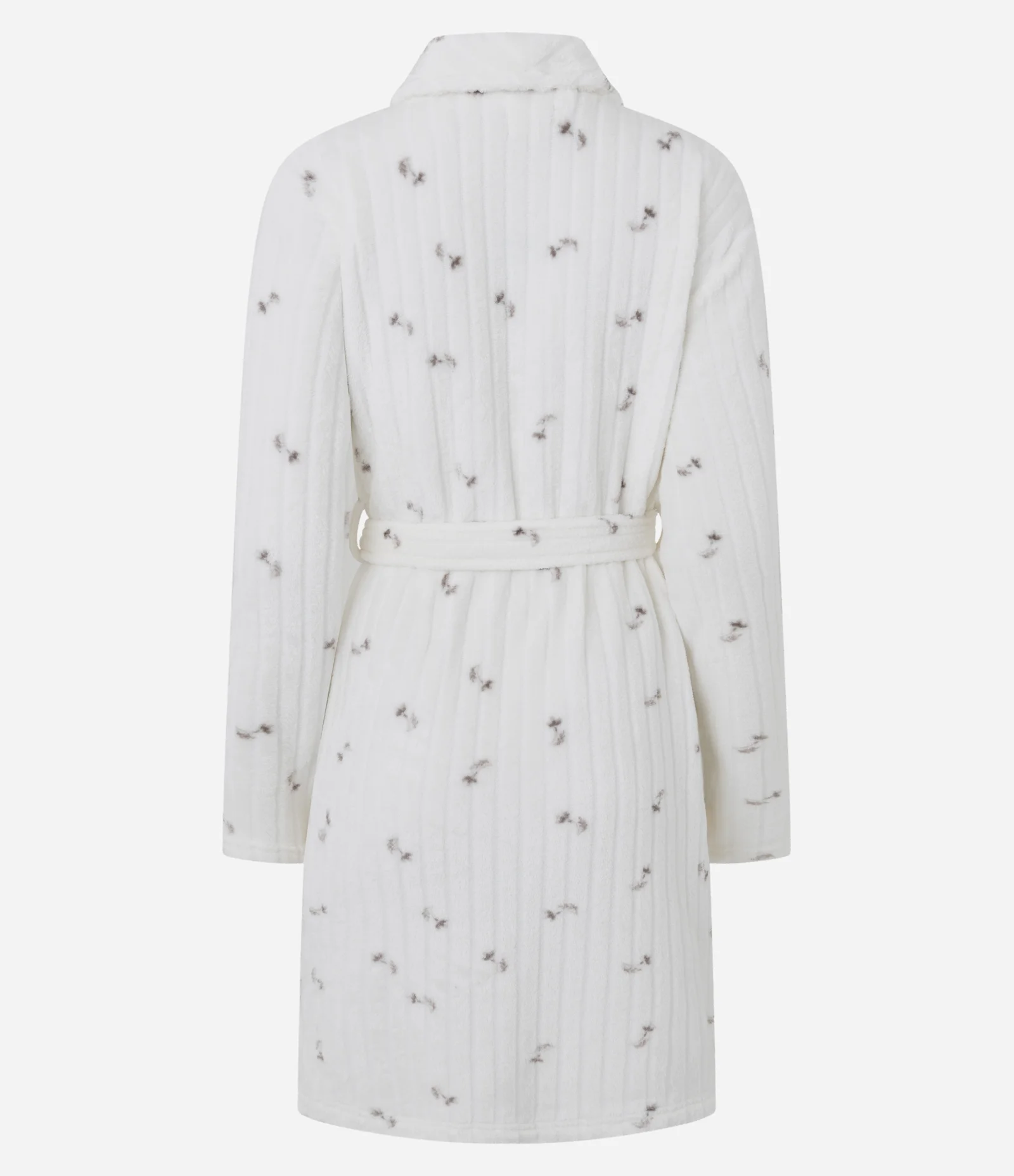 Robe em Fleece com Estampa Floral Texturizada Off White 2