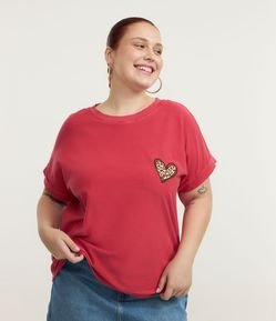 Camiseta em Algodão com Bordado Coração Curve & Plus Size