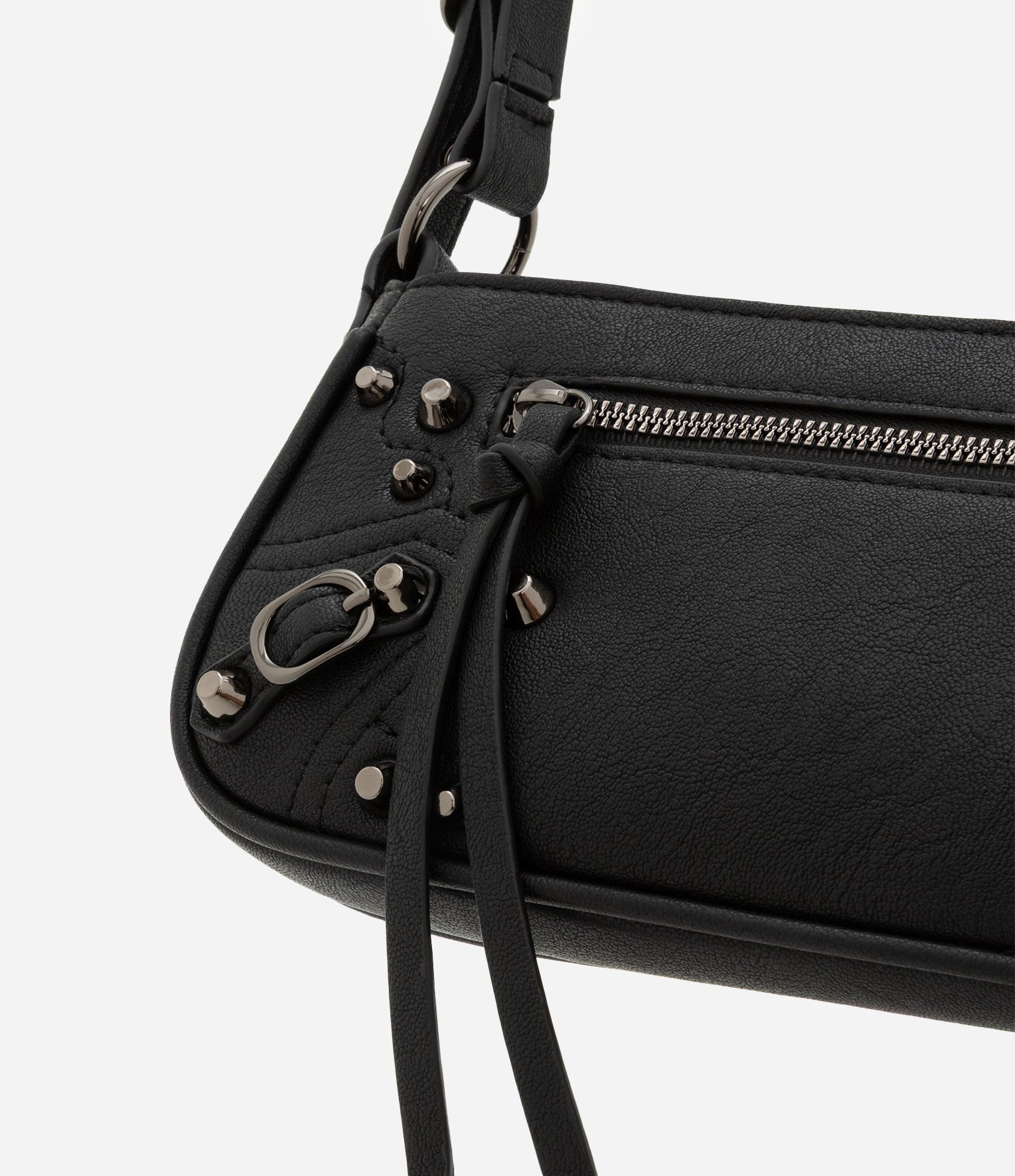 Bolsa Baguete com Detalhes em Metal e Alça Regulável Preto 4