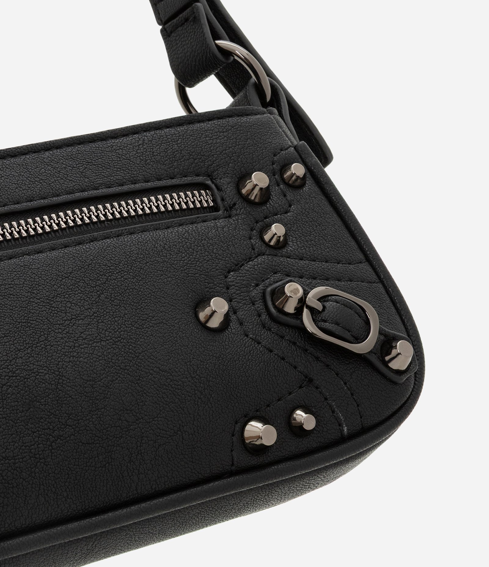 Bolsa Baguete com Detalhes em Metal e Alça Regulável Preto 5