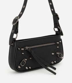 Bolsa Baguete com Detalhes em Metal e Alça Regulável
