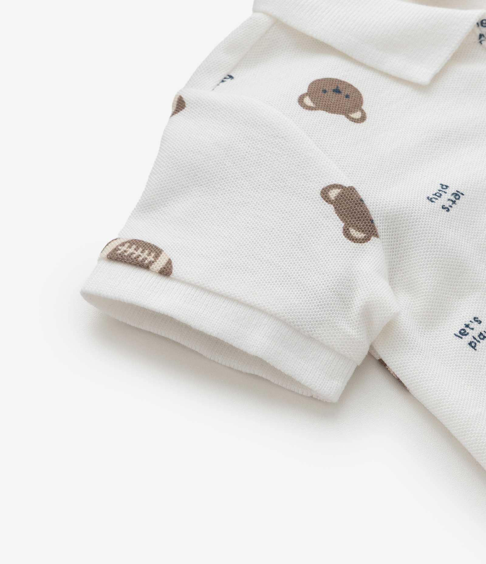 Camiseta Polo Infantil em Piquet com Estampa de Urso - Tam 0 a 18 Meses Branco 4
