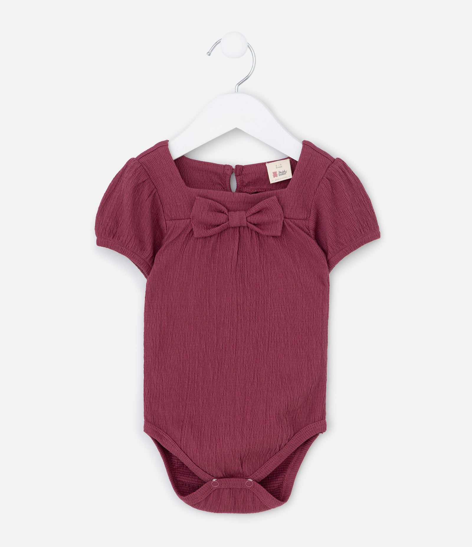 Body Infantil com Laço No Busto – Tam RN a 18 Meses Vinho 2