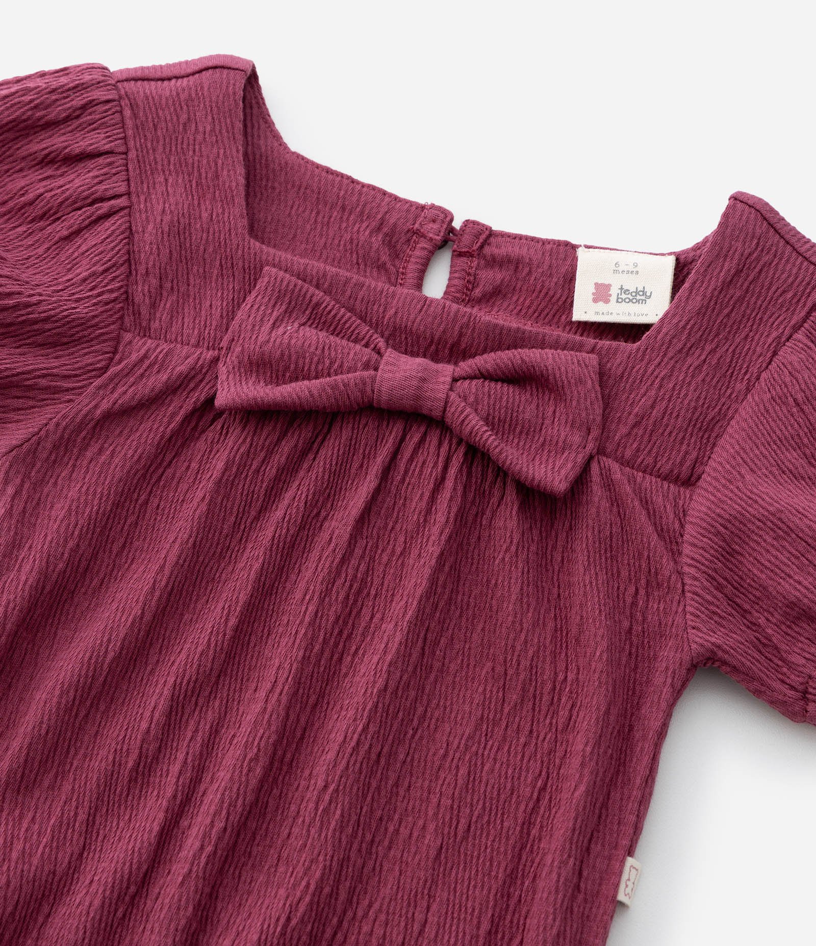 Body Infantil com Laço No Busto – Tam RN a 18 Meses Vinho 8