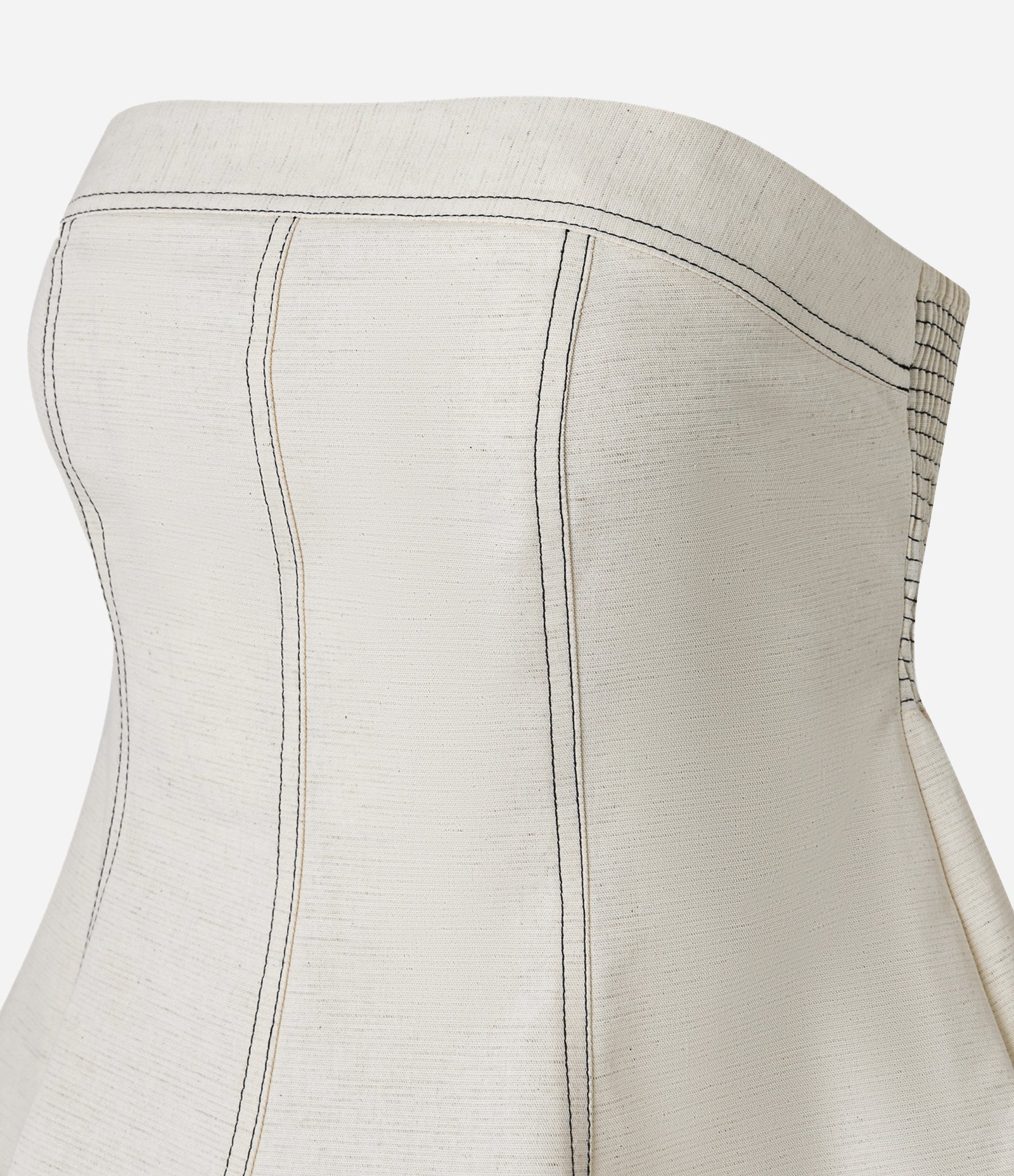 Blusa Peplum Sem Alça em Viscolinho com Costura Aparente Bege 6