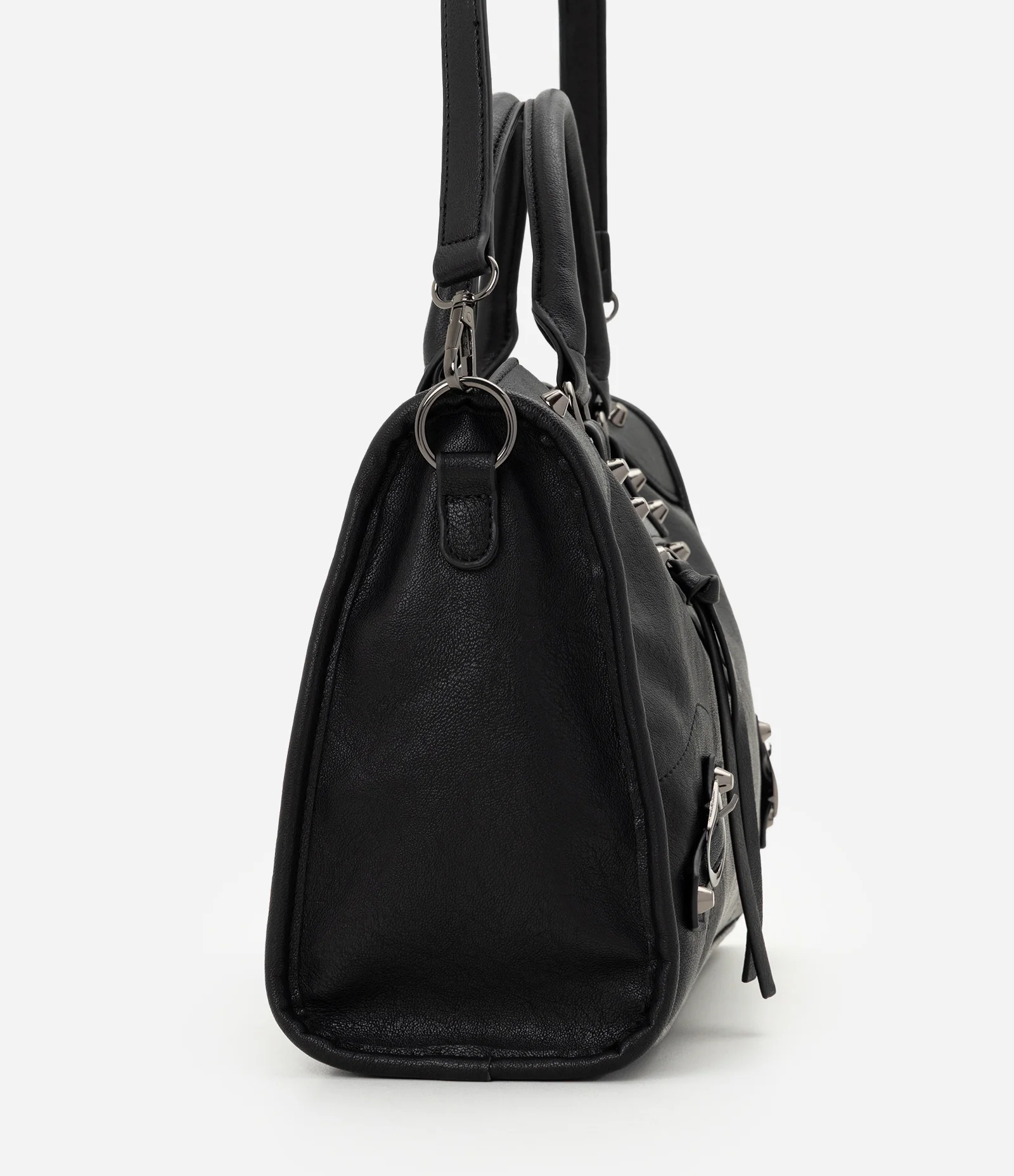 Bolsa Satchel Grande em PU com Alça Removível Preto 2