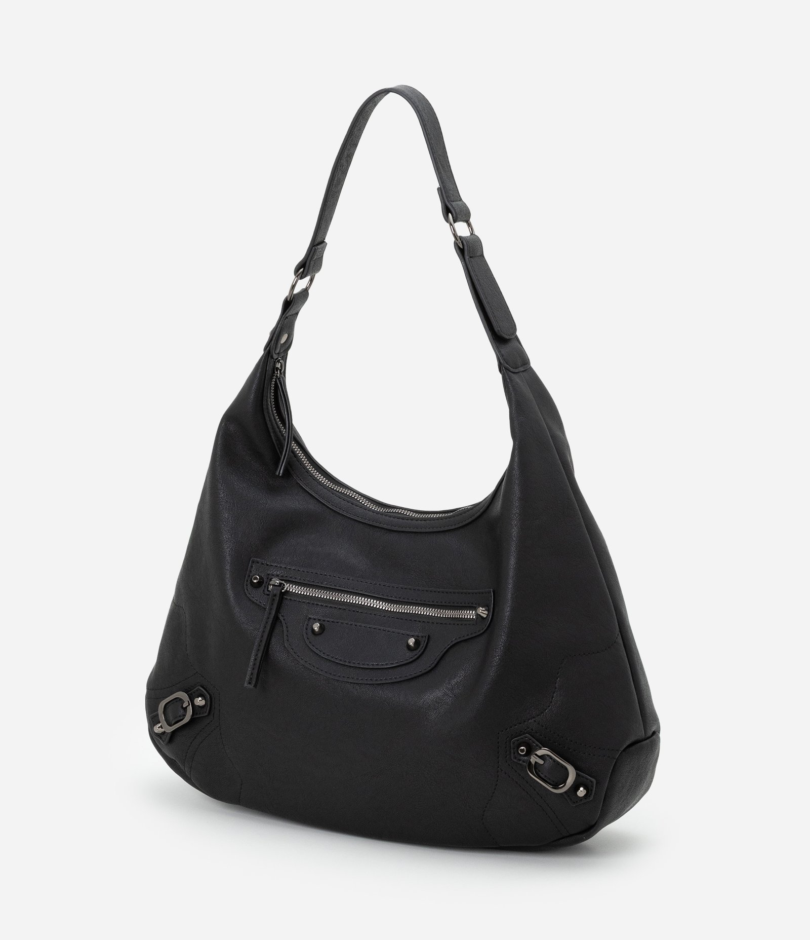 Bolsa Grande Hobo com Detalhes de Fivela Preto 4