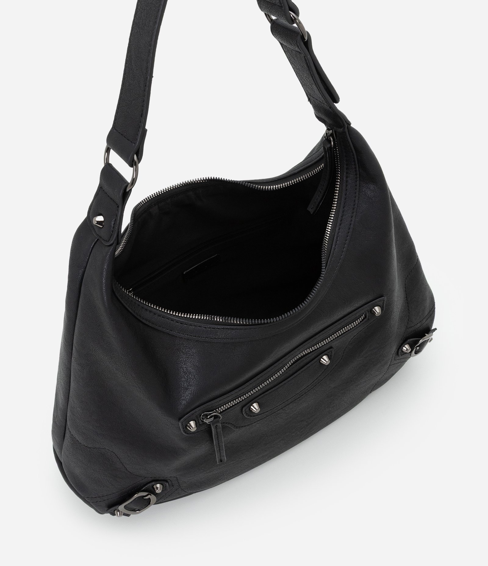 Bolsa Grande Hobo com Detalhes de Fivela Preto 5