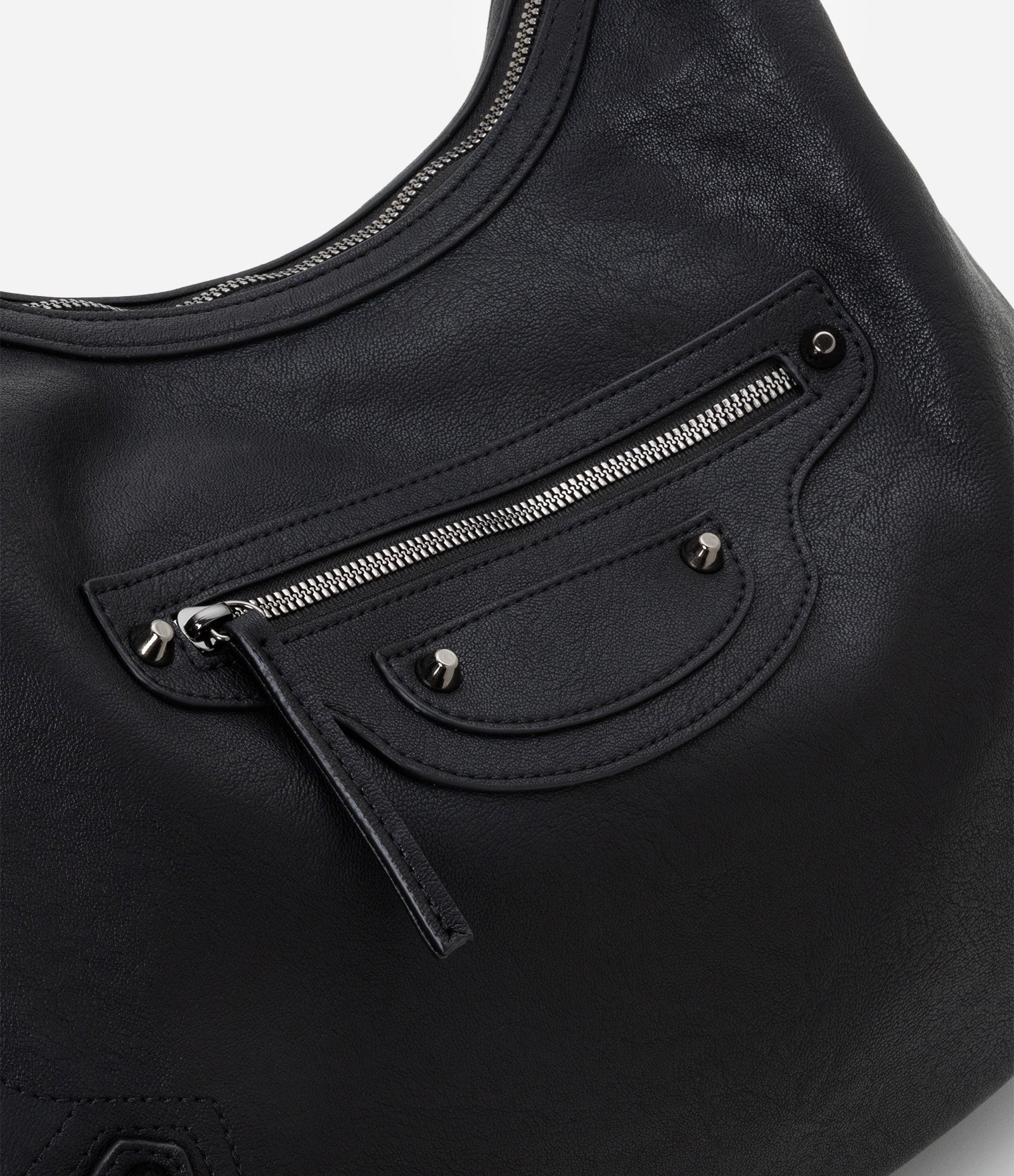Bolsa Grande Hobo com Detalhes de Fivela Preto 6