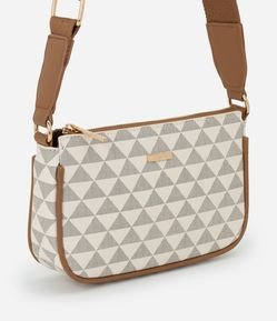 Bolsa Transversal Pequena com Alça Longa e Estampa Triângulos