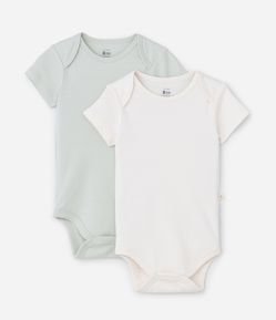 Kit 02 Bodies Infantis em Suedine Básicos - Tam RN a 12 meses