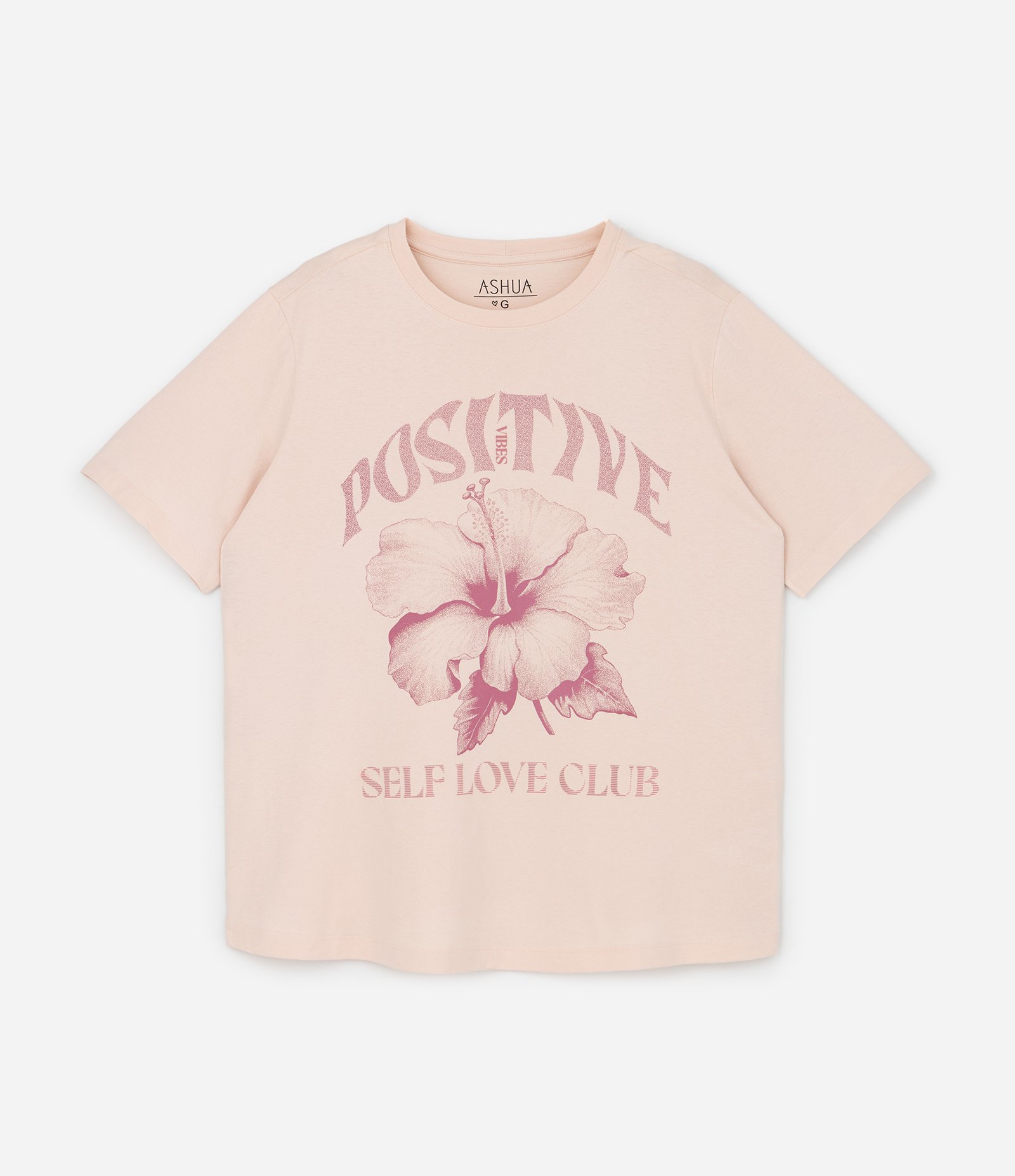 Camiseta em Algodão com Estampa Flor Hibisco Curve & Plus Size Rosa 1