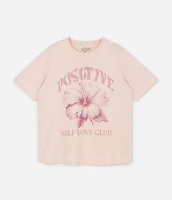 Camiseta em Algodão com Estampa Flor Hibisco Curve & Plus Size