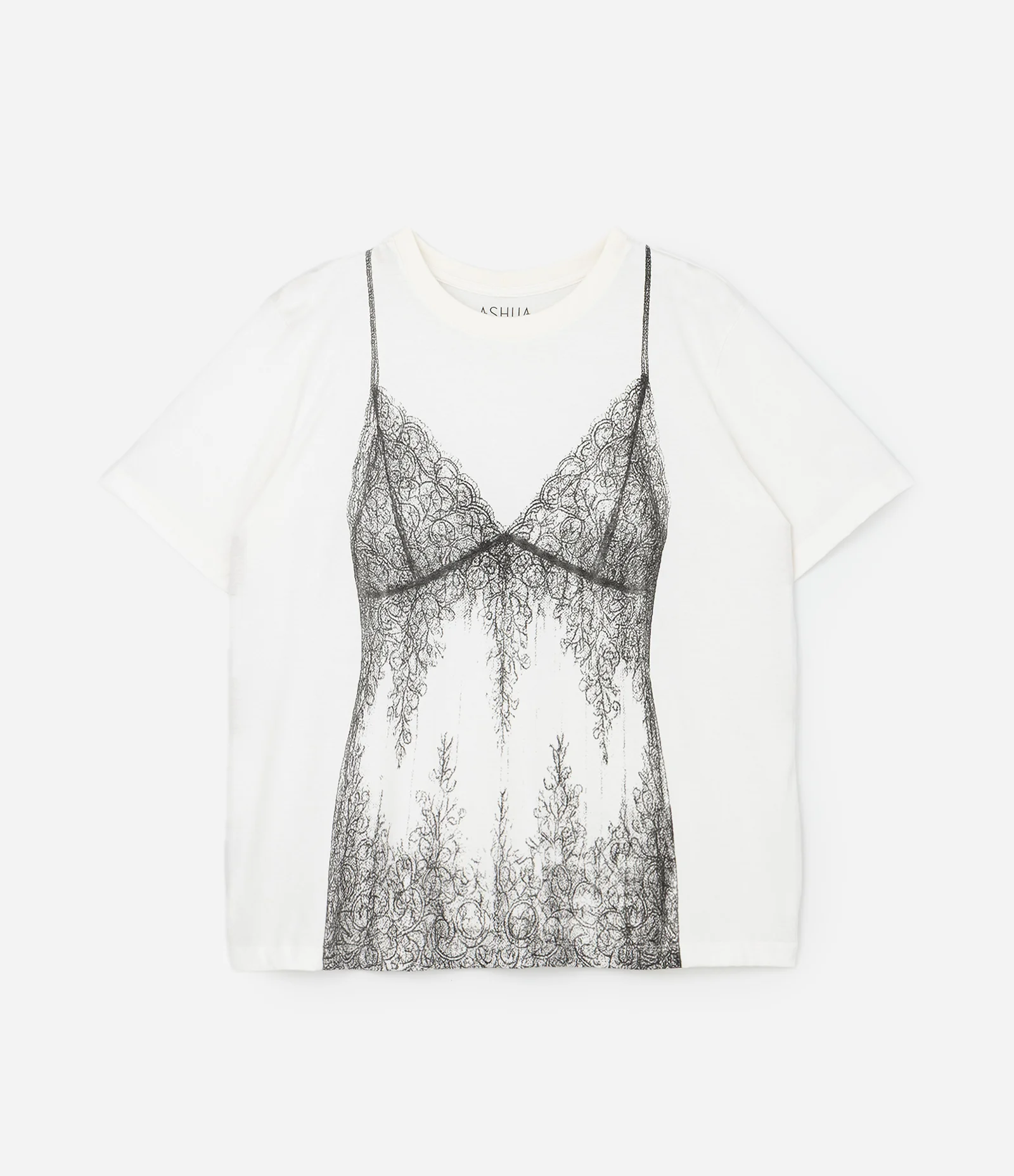 Camiseta Manga Curta em Algodão com Silk Lingerie Curve & Plus Size Branco 1