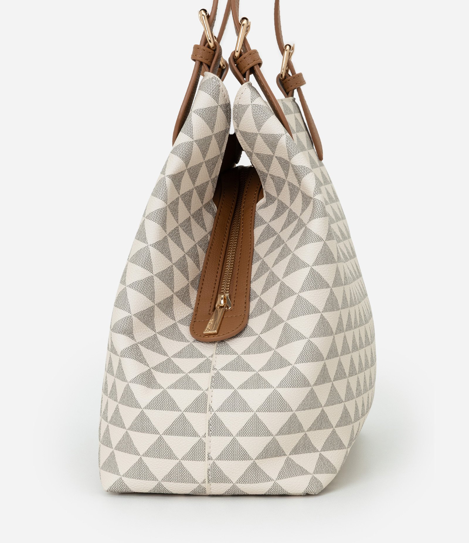 Bolsa Hobo Grande com Estampa Triângulos e Alças Contrastantes Multicores 2