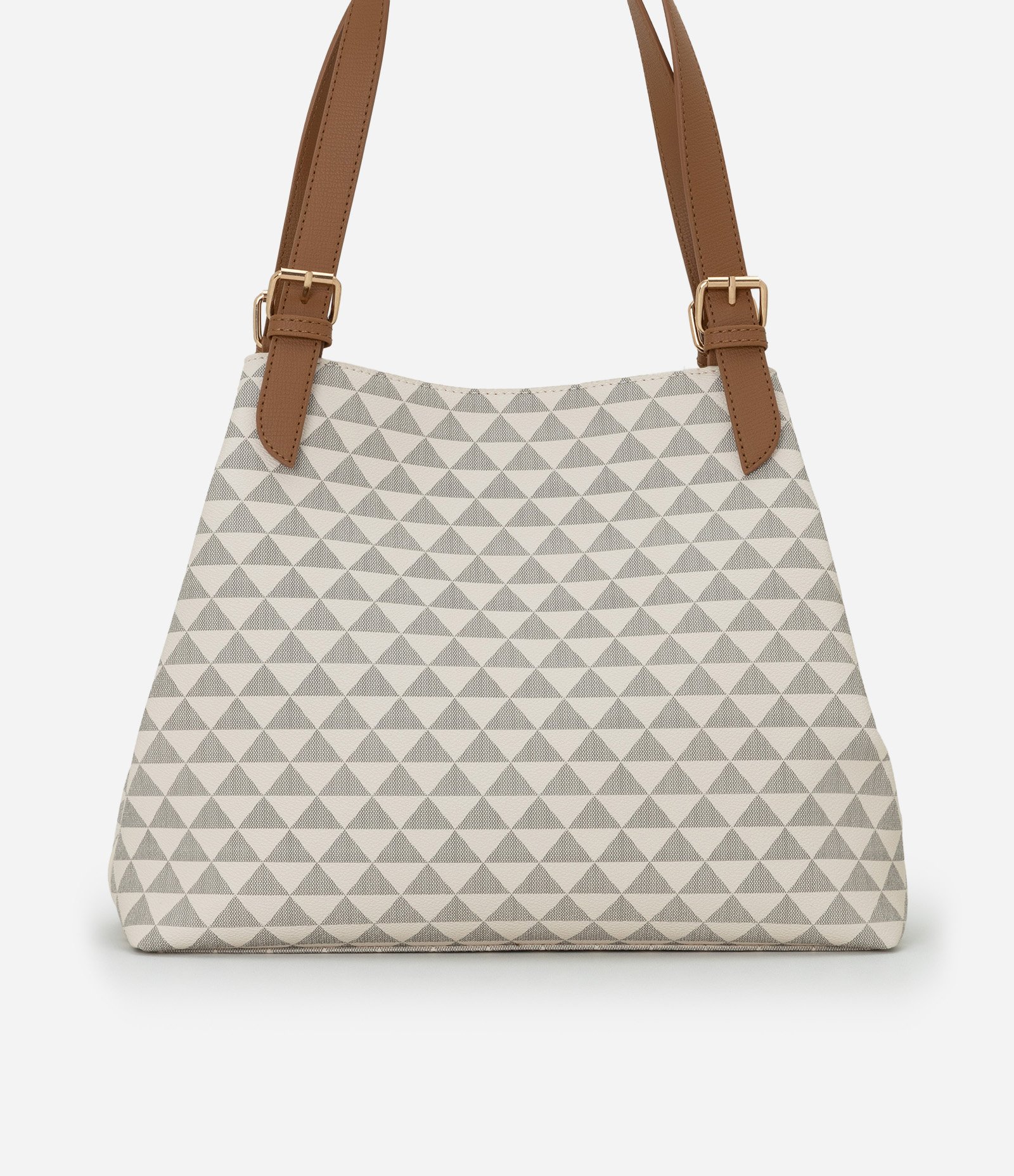 Bolsa Hobo Grande com Estampa Triângulos e Alças Contrastantes Multicores 3