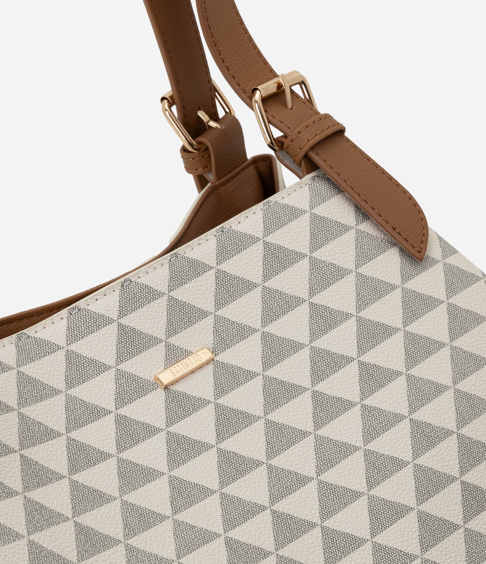 Bolsa Hobo Grande com Estampa Triângulos e Alças Contrastantes Multicores 4