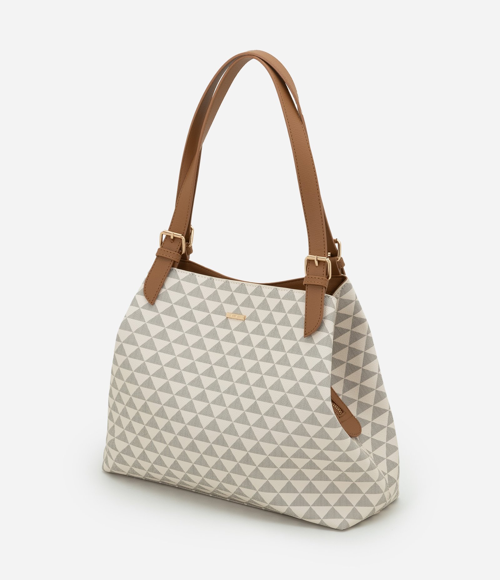 Bolsa Hobo Grande com Estampa Triângulos e Alças Contrastantes Multicores 5