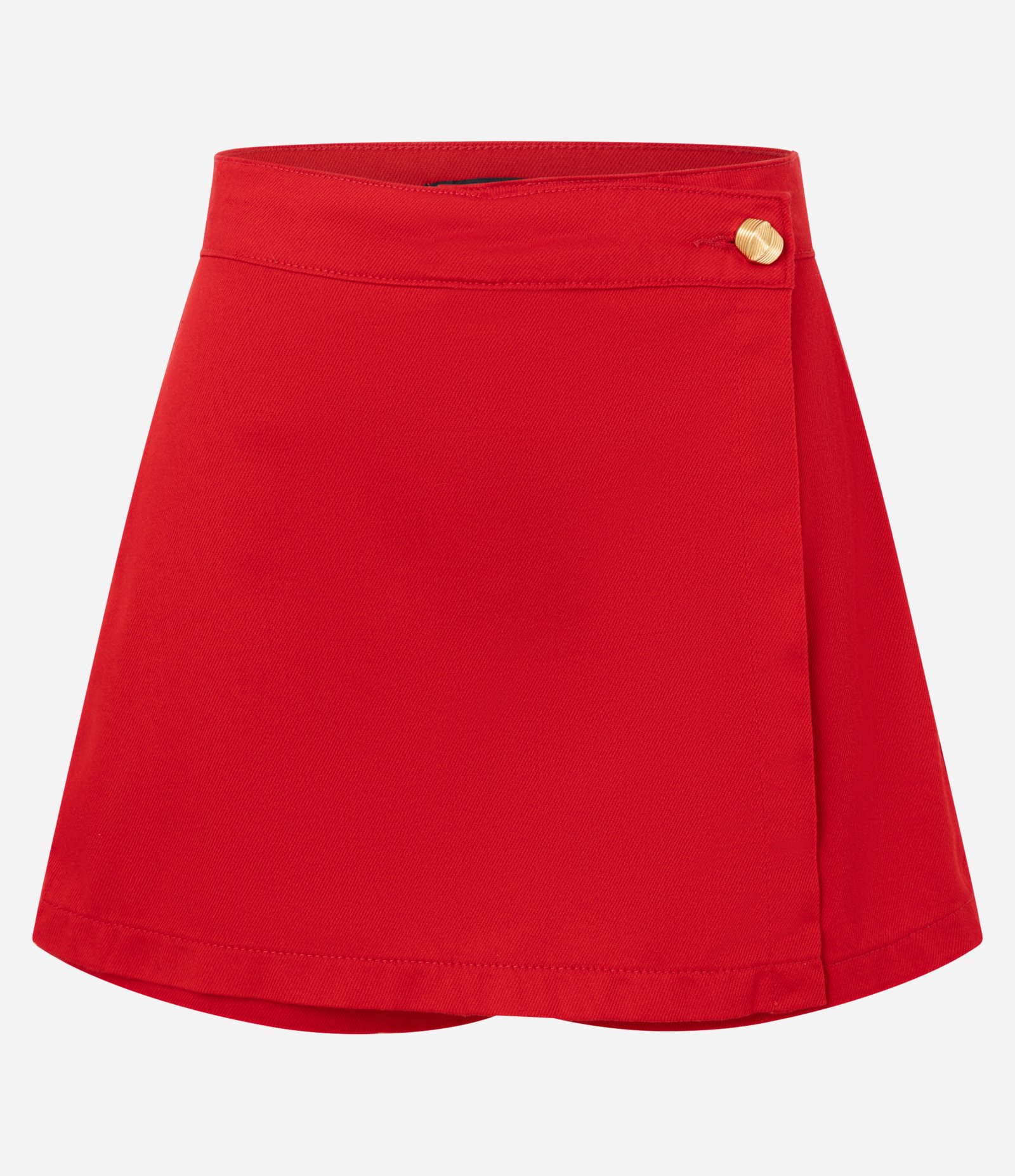 Short Saia em Sarja com Transpasse Envelope Vermelho 5