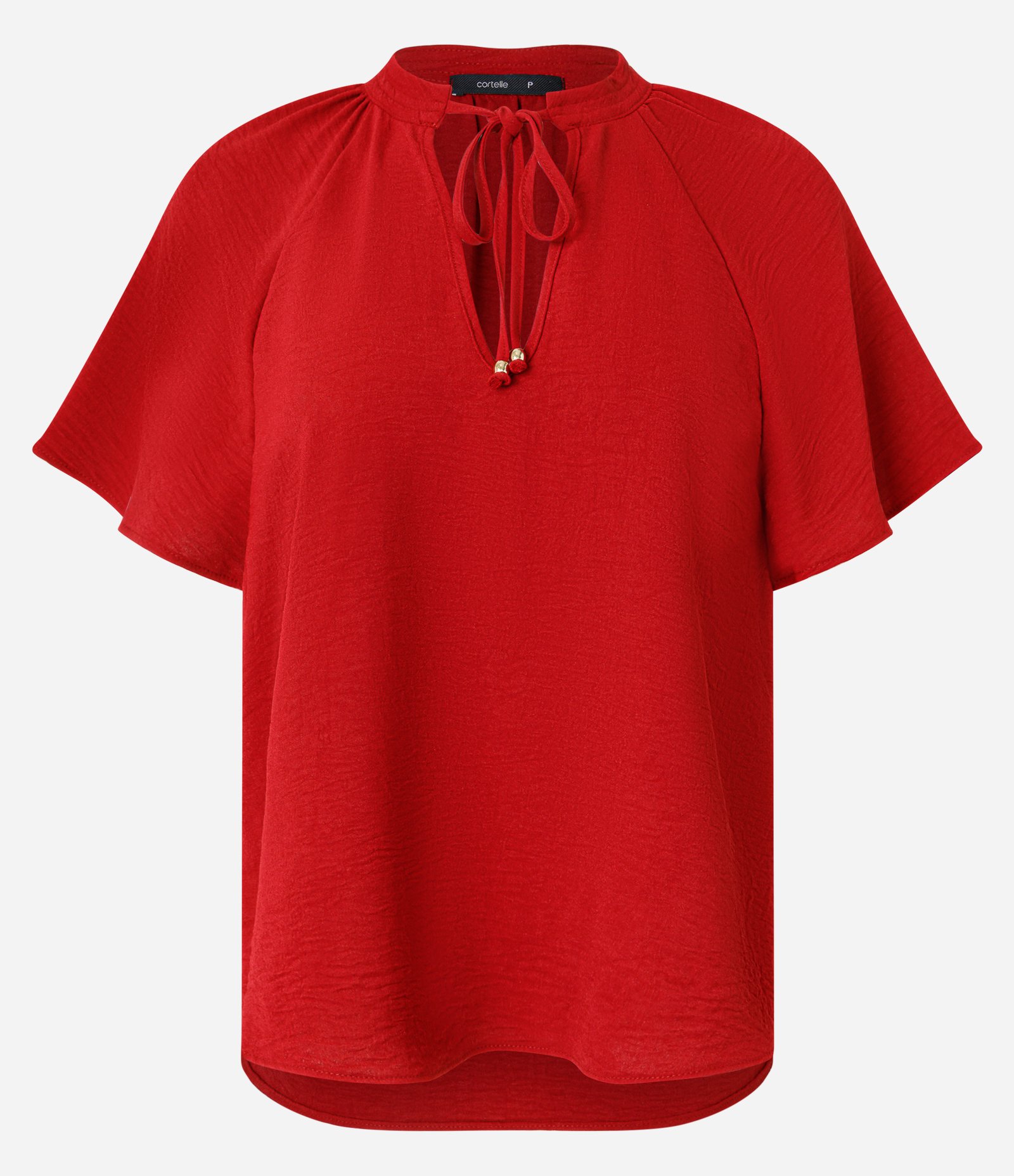 Blusa em Airflow com Amarração na Gola e Manga Godê Vermelho 5