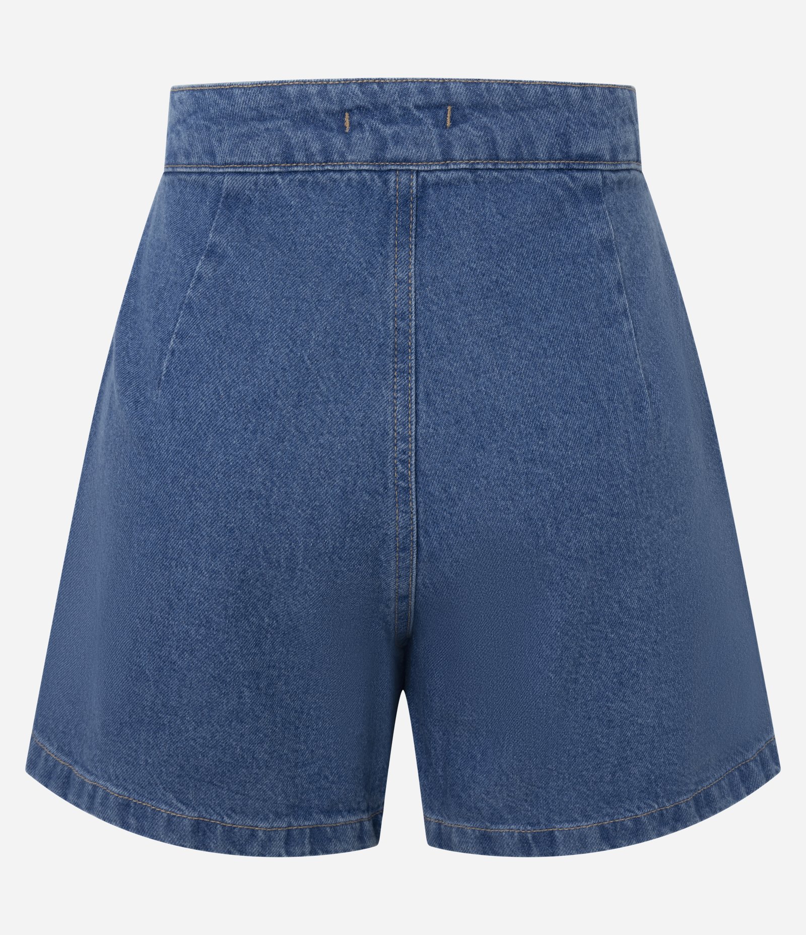 Short Saia em Jeans Botão no Traspassasse Envelope Médio 6