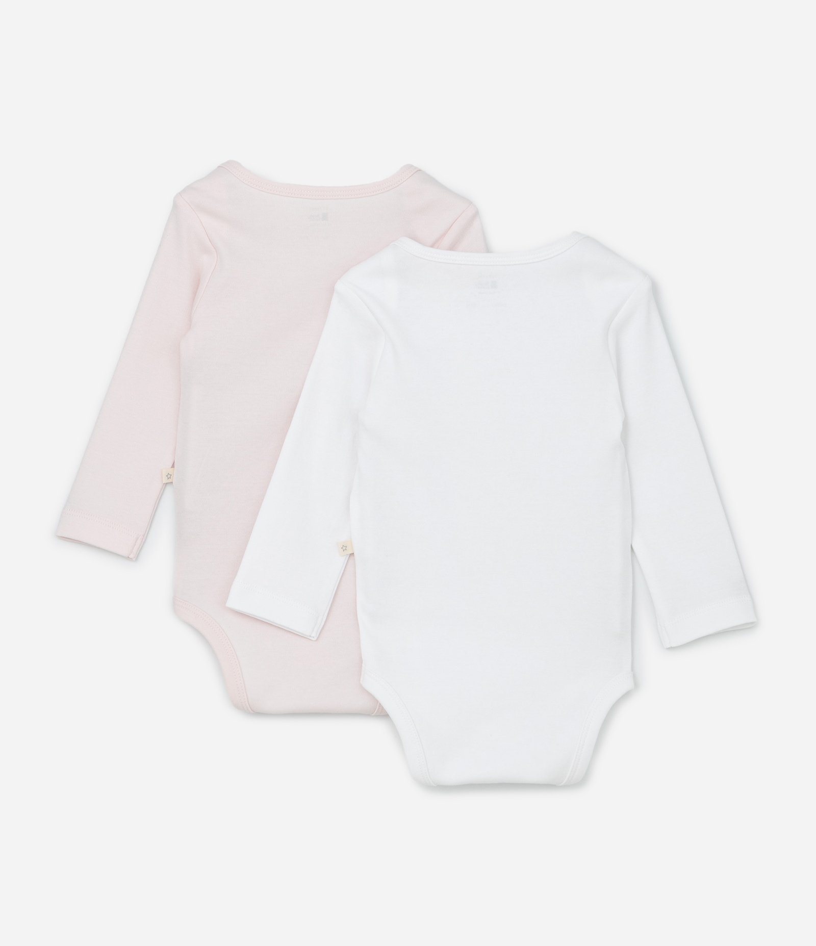 Kit 02 Bodies Infantis em Suedine Básicos - Tam RN a 12 Meses Branco/Rosa 2