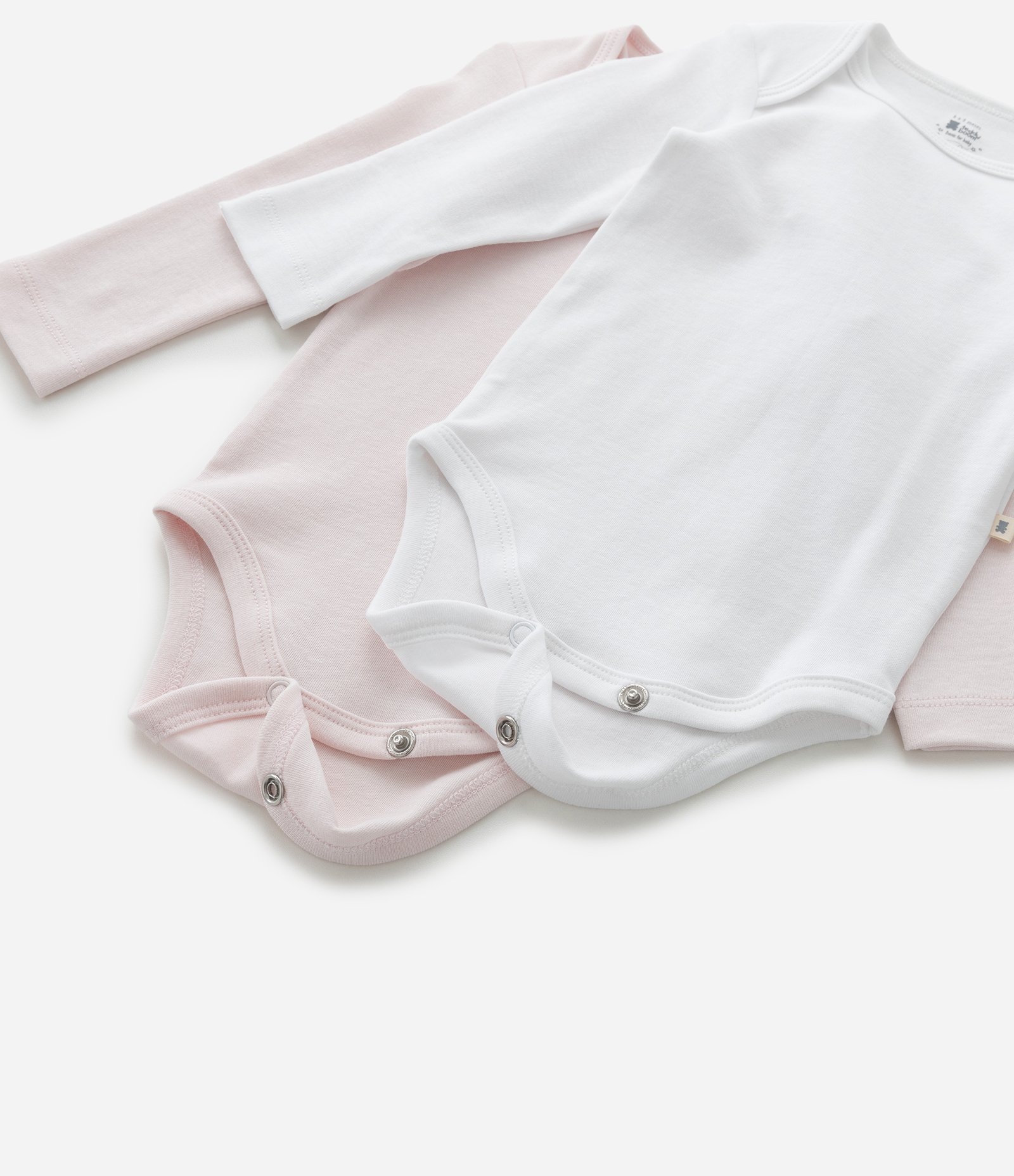 Kit 02 Bodies Infantis em Suedine Básicos - Tam RN a 12 Meses Branco/Rosa 6