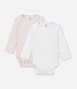 Kit 02 Bodies Infantis em Suedine Básicos - Tam RN a 12 Meses