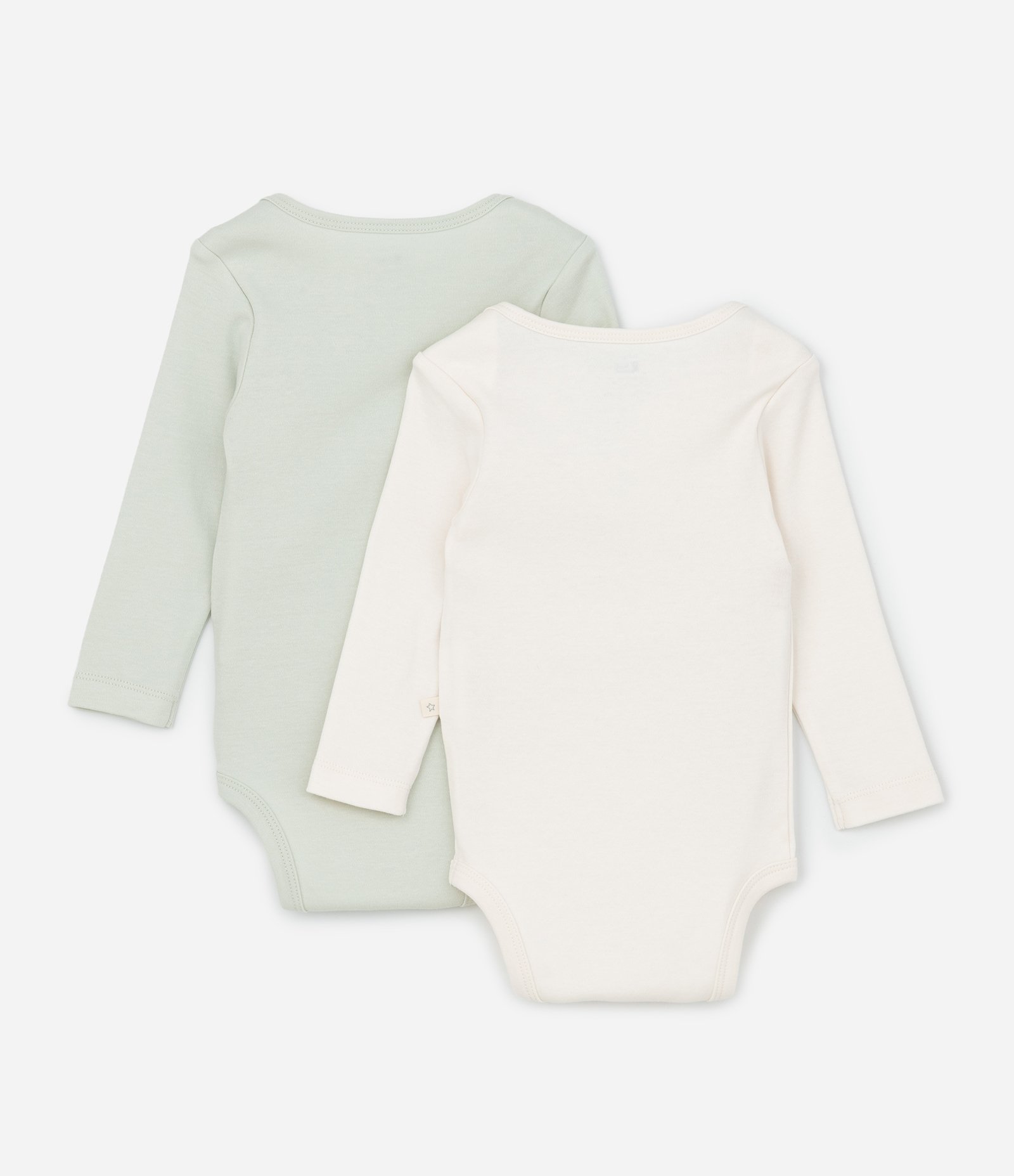 Kit 02 Bodies Infantis em Suedine Básicos - Tam RN a 12 Meses Bege/Verde 2