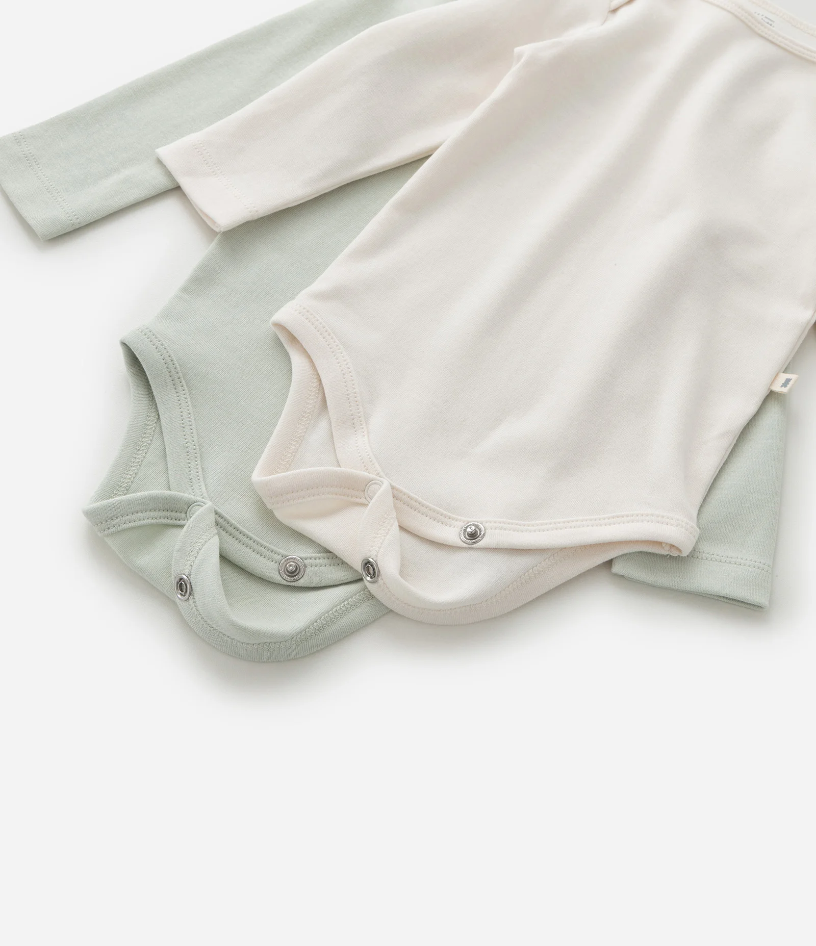 Kit 02 Bodies Infantis em Suedine Básicos - Tam RN a 12 Meses Bege/Verde 6